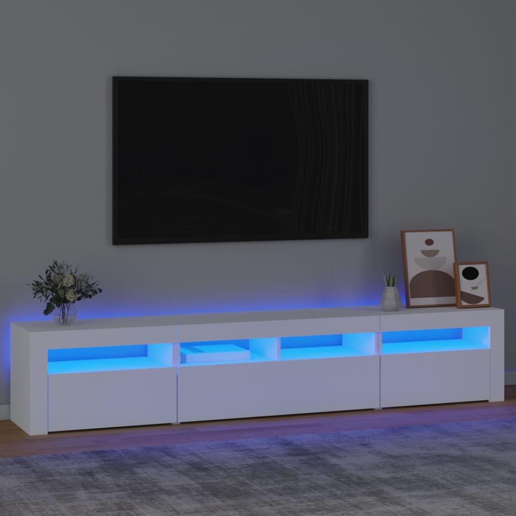 vidaXL TV skrinka s LED svetlami biela 210x35x40 cm
