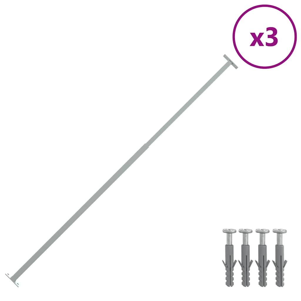 vidaXL Nastaviteľné bezpečnostné okenné lišty 3 ks 710 - 1200 mm