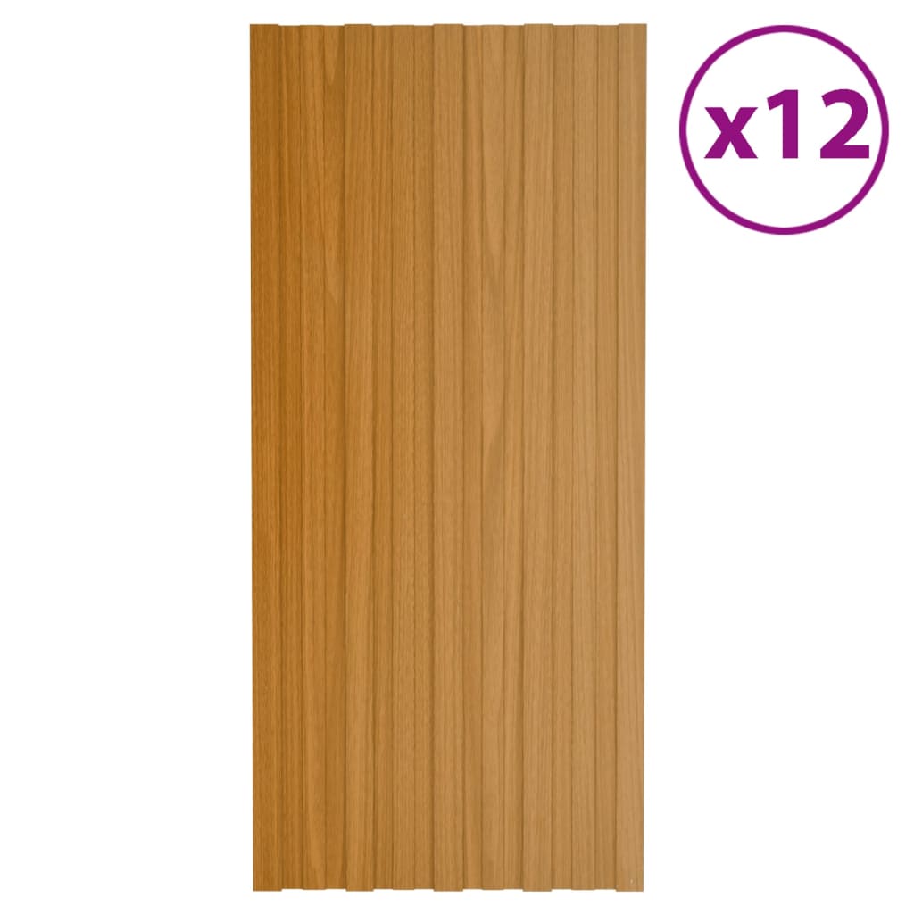 vidaXL Strešné panely 12 ks, pozinkovaná oceľ, prírodné 100x45 cm