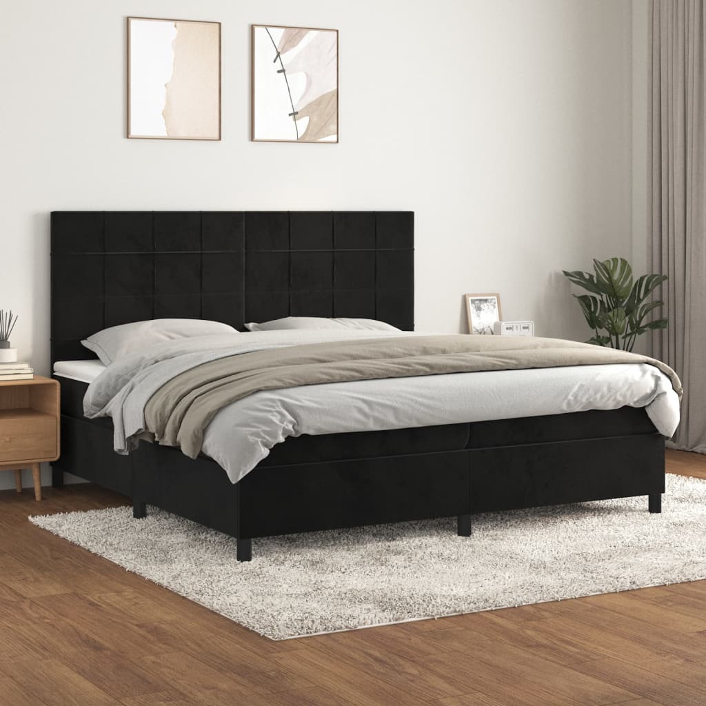 vidaXL Posteľný rám boxspring s matracom čierny 200x200 cm zamat