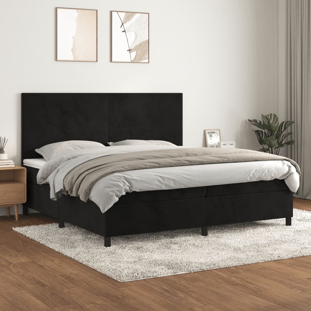 vidaXL Posteľný rám boxspring s matracom čierny 200x200 cm zamat