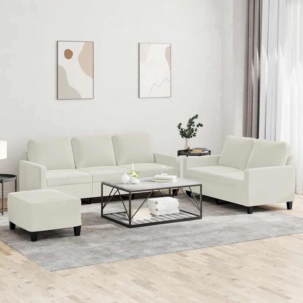 vidaXL 3-dielna sedacia súprava s vankúšmi krémová zamat