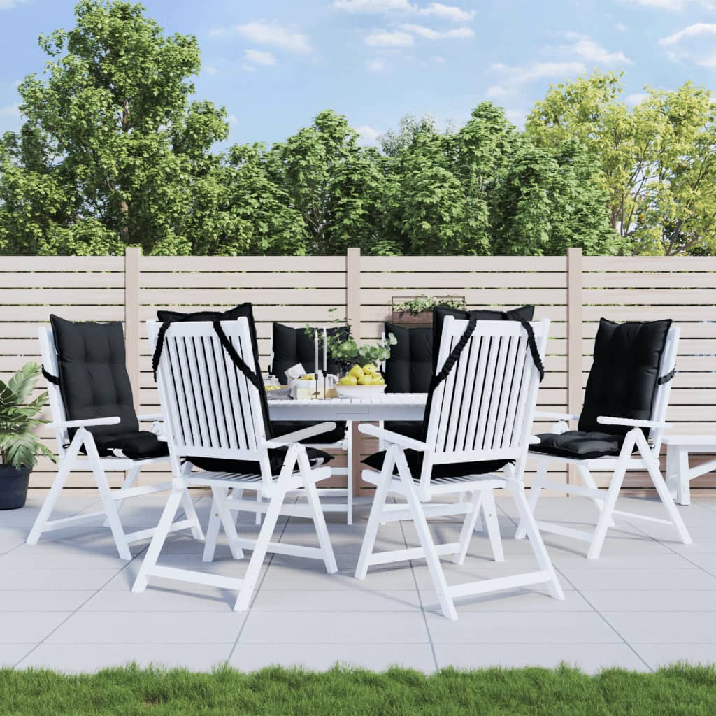 vidaXL Podušky na stoličky s vysokým operadlom 6 ks čierne látka