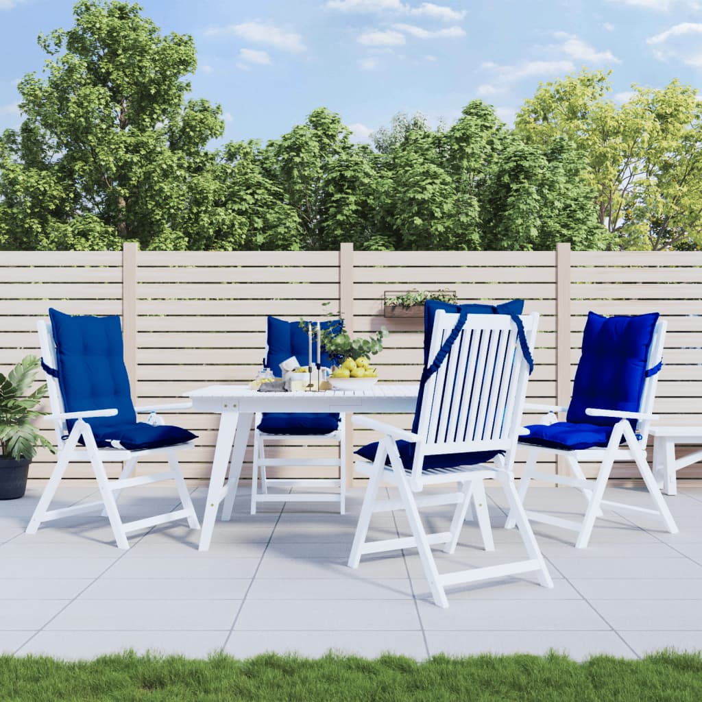 vidaXL Podušky na stoličky s vysokým operadlom 4 ks kráľ. modré látka