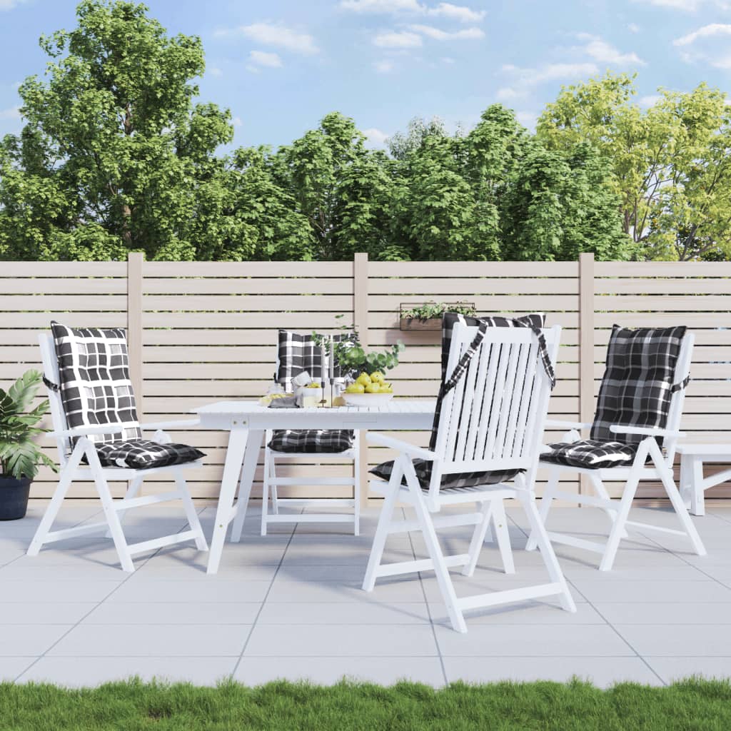 vidaXL Vankúše na stoličky s vysokým operadlom 4 ks sivé kocky látka