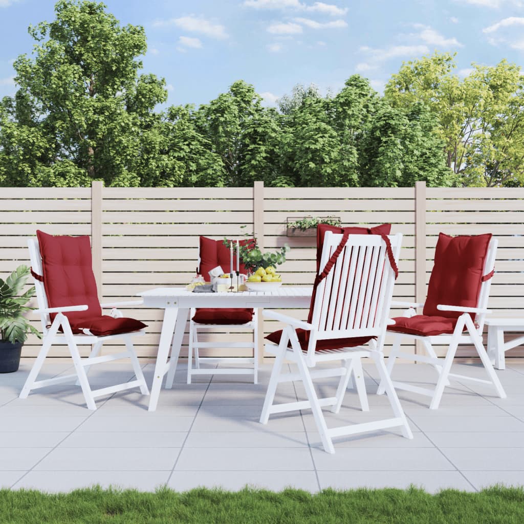 vidaXL Podušky na stoličky s vysokým operadlom 4 ks vínové látka