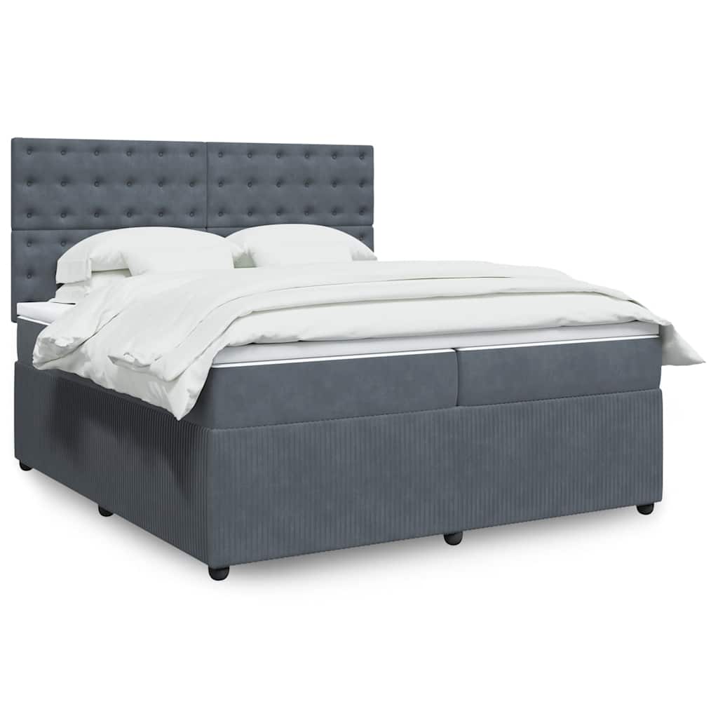 vidaXL Posteľný rám boxspring s matracom tmavosivý 200x200 cm zamat