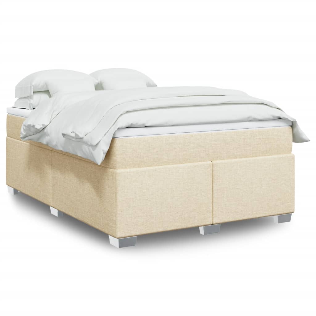 vidaXL Posteľný rám boxspring s matracom krémový 160x200 cm látka