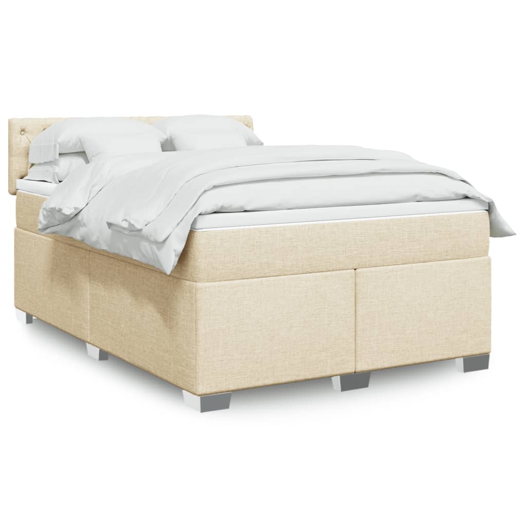 vidaXL Posteľný rám boxspring s matracom krémový 160x200 cm látka