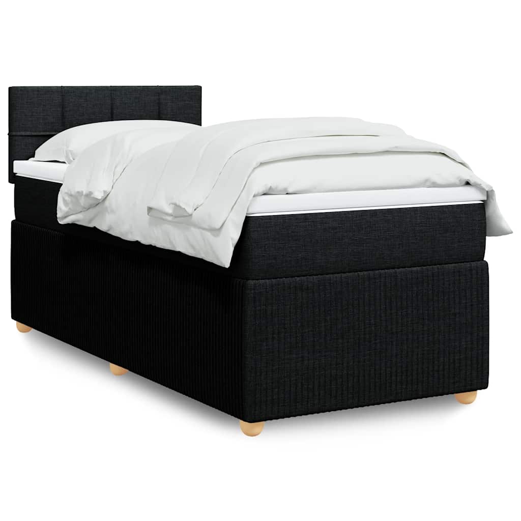 vidaXL Posteľný rám boxspring s matracom čierny 90x190 cm látka