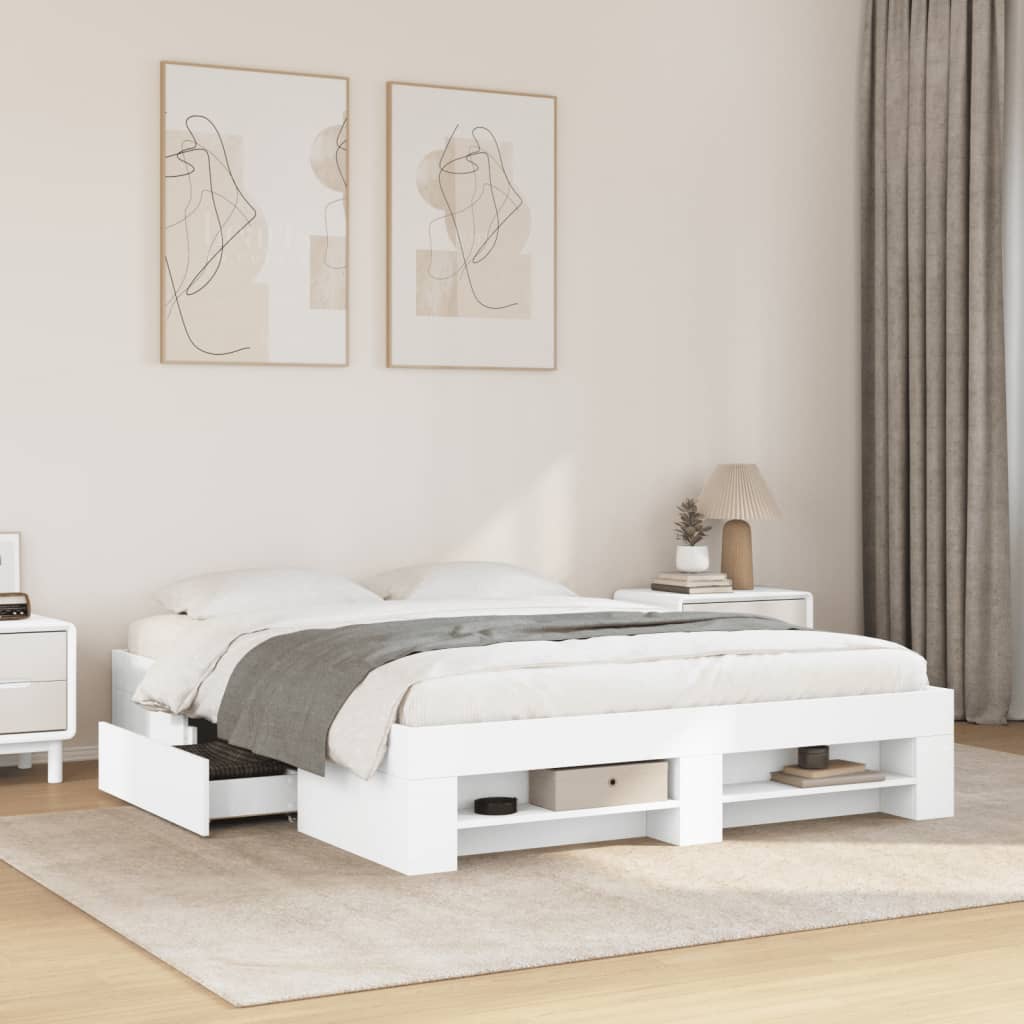 E-shop vidaXL Posteľný rám biely 150x200 cm kompozitné drevo