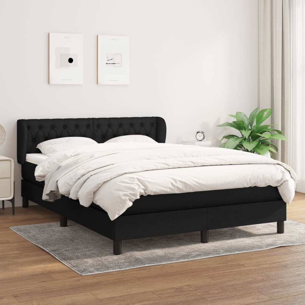 vidaXL Posteľný rám boxspring s matracom čierny 140x200 cm látka