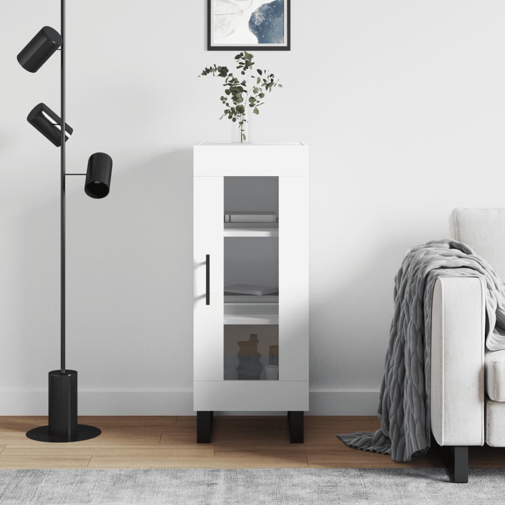 vidaXL Komoda biela 34,5x34x90 cm spracované drevo