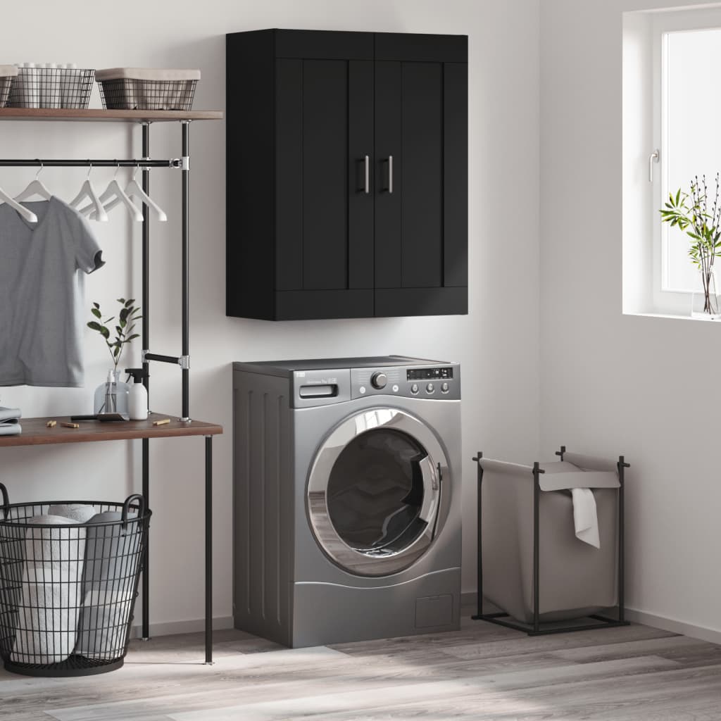 vidaXL Nástenná skrinka čierna 69,5x34x90 cm kompozitné drevo