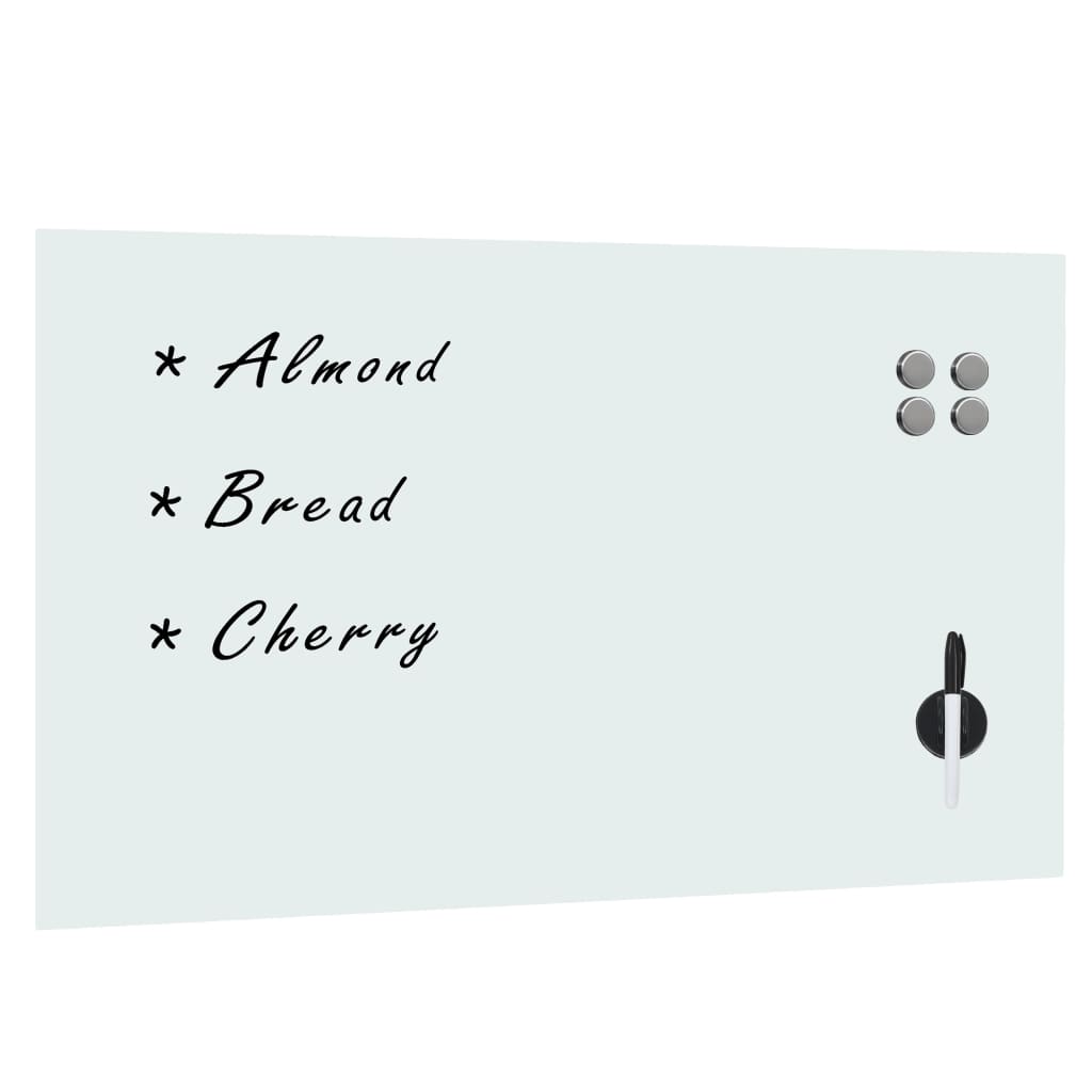 vidaXL Nástenná magnetická tabuľa, biela, sklenená 100x60 cm