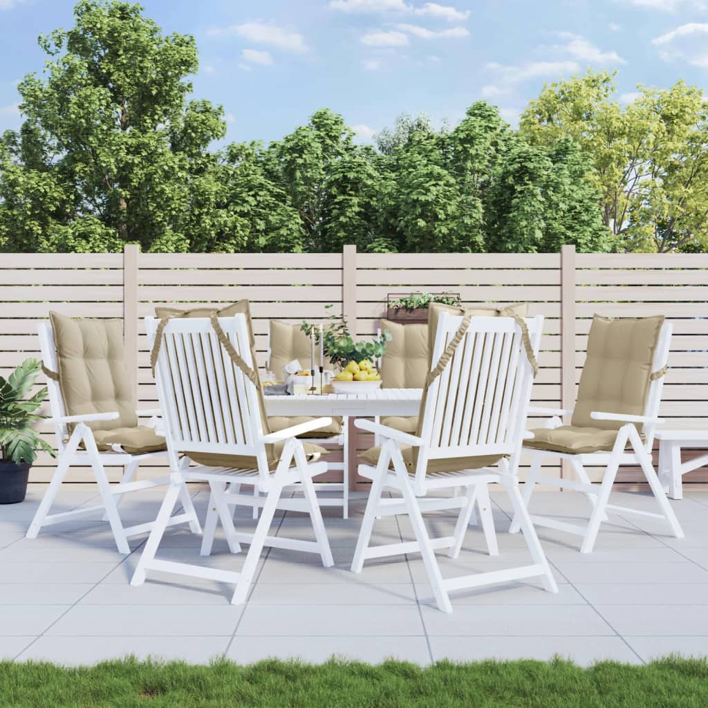 vidaXL Podušky na stoličky s vysokým operadlom 6 ks béžové látka