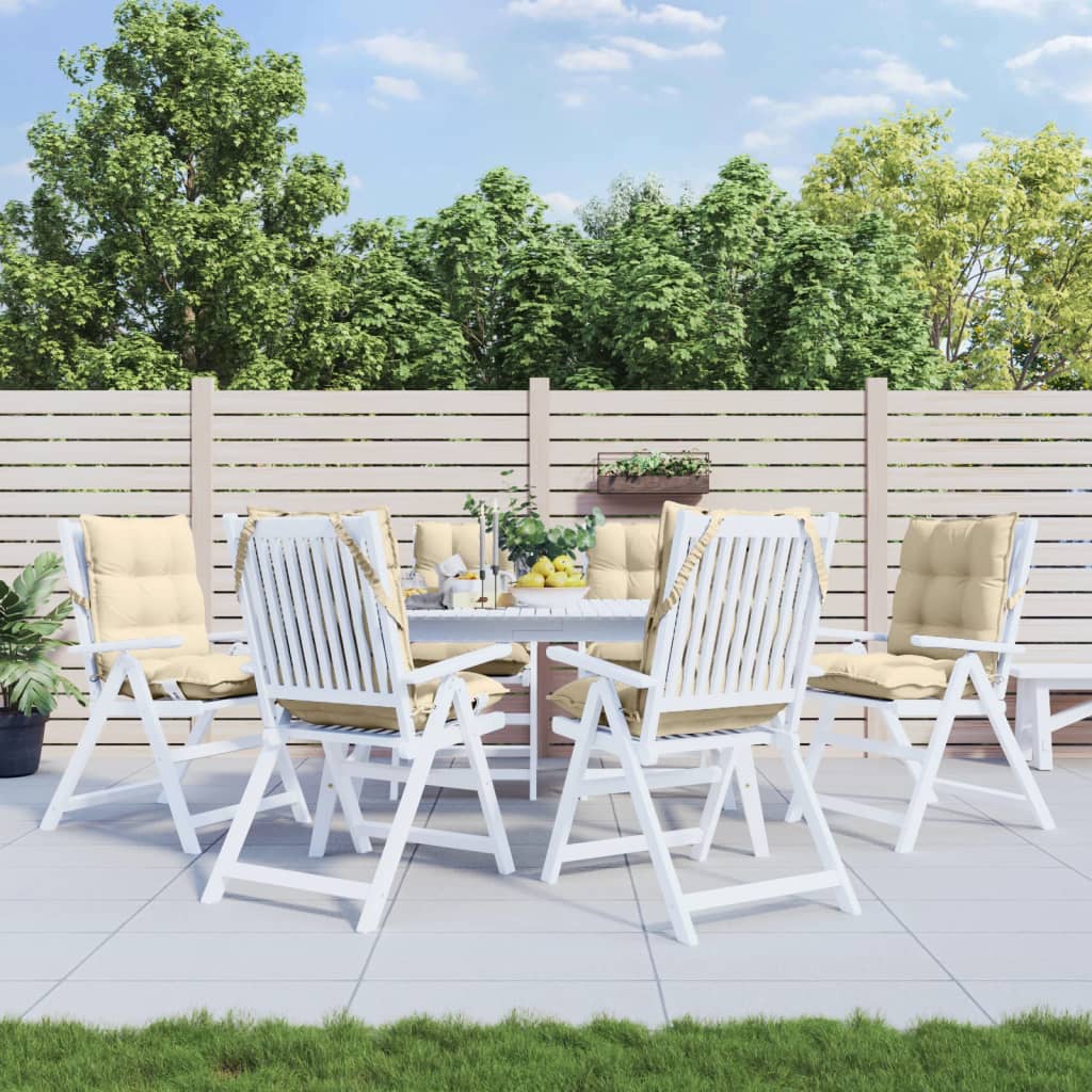 vidaXL Podložky na stoličky nízke operadlo 6 ks béžové oxfordská látka