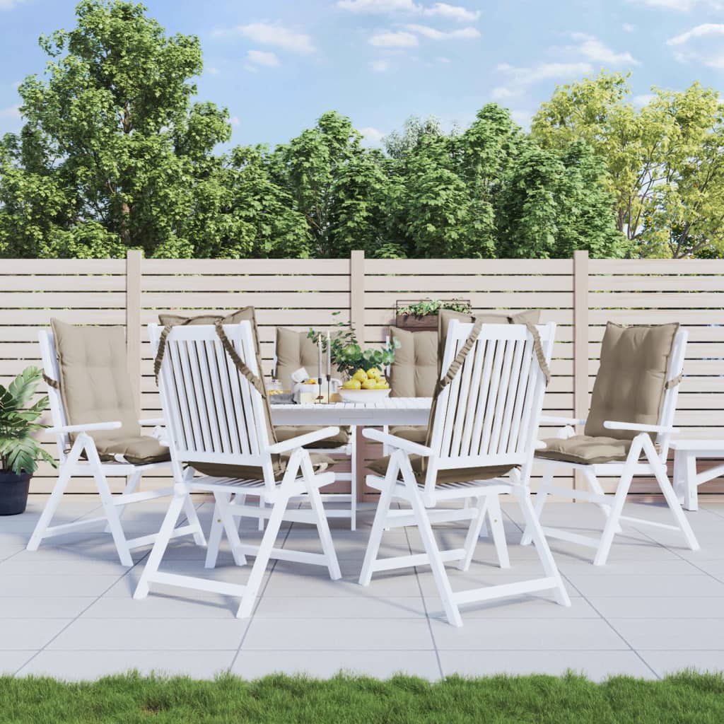 vidaXL Podušky na stoličky s vysokým operadlom 6 ks sivohnedé látka