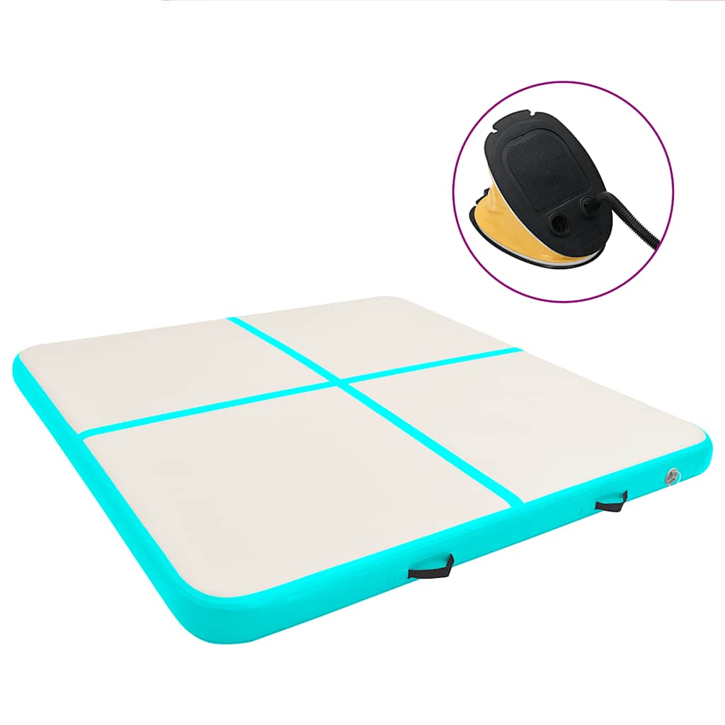 vidaXL Nafukovacia žinenka s pumpou 200x200x10 cm, PVC, zelená