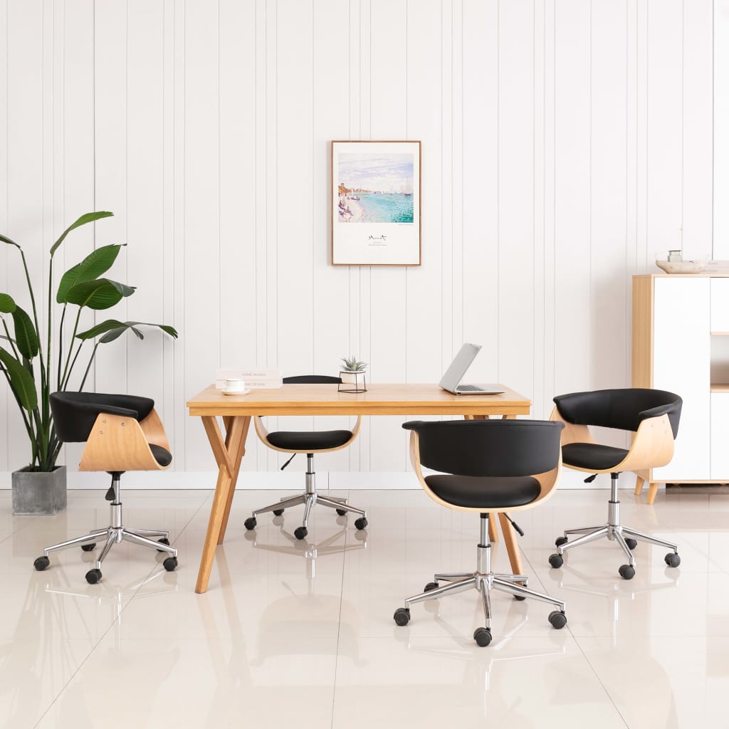 vidaXL Otočné jedálenské stoličky 4 ks čierne umelá koža