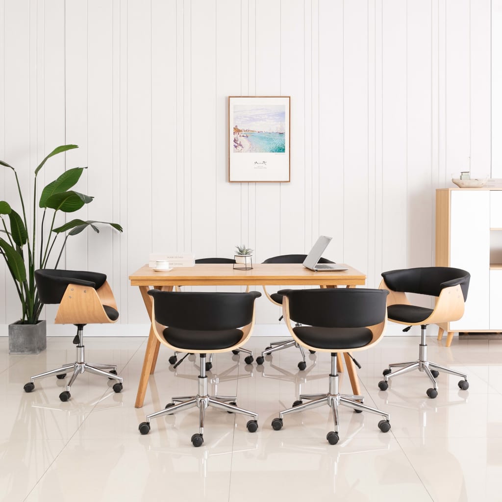 vidaXL Otočné jedálenské stoličky 6 ks čierne umelá koža