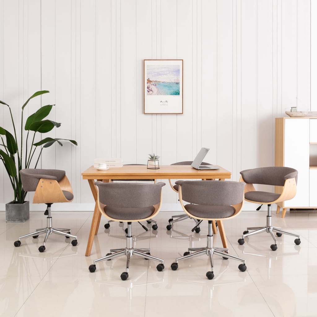 vidaXL Otočné jedálenské stoličky 6 ks, sivohnedé, látka