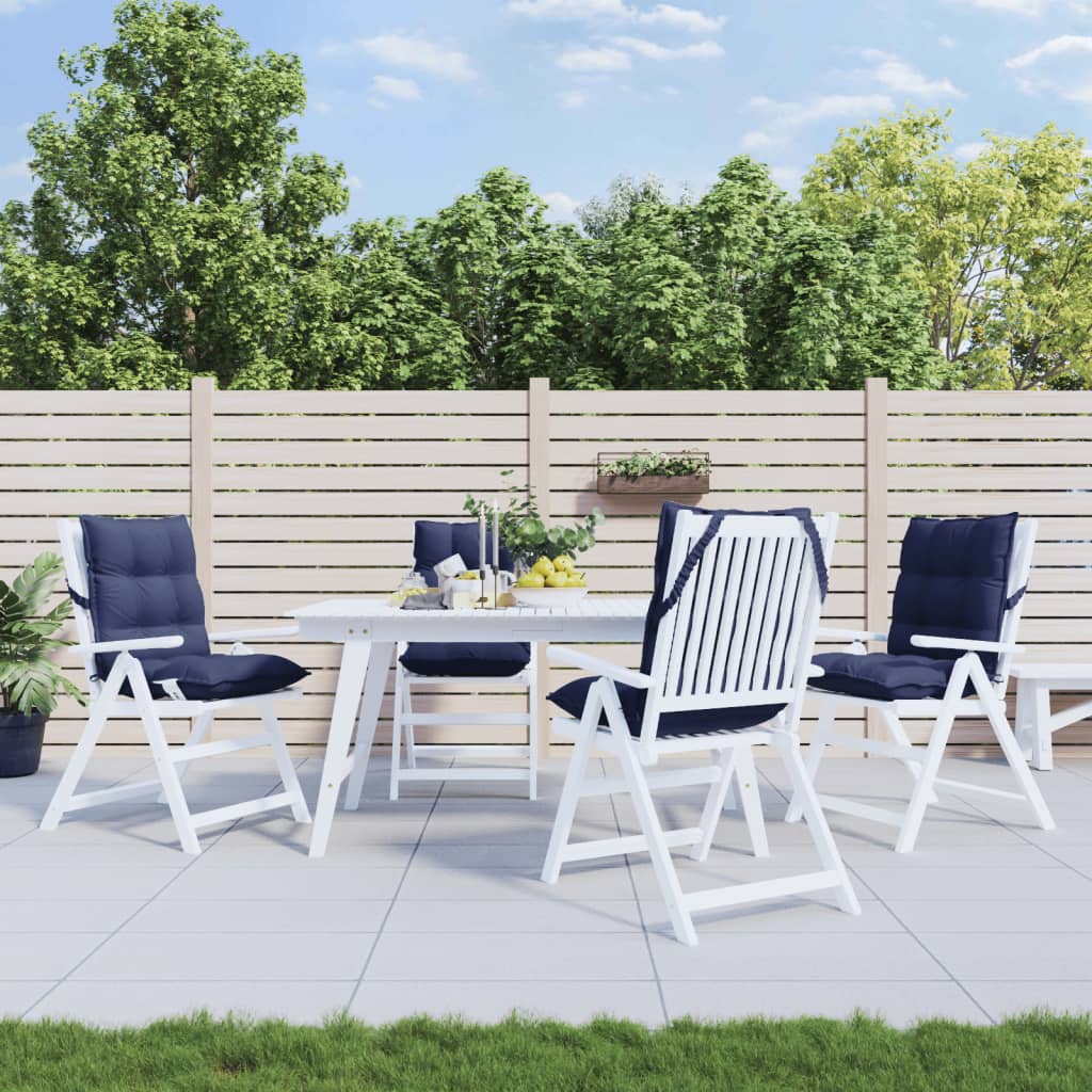 vidaXL Podložky na stoličky nízke operadlo 4 ks tmavomodré látka