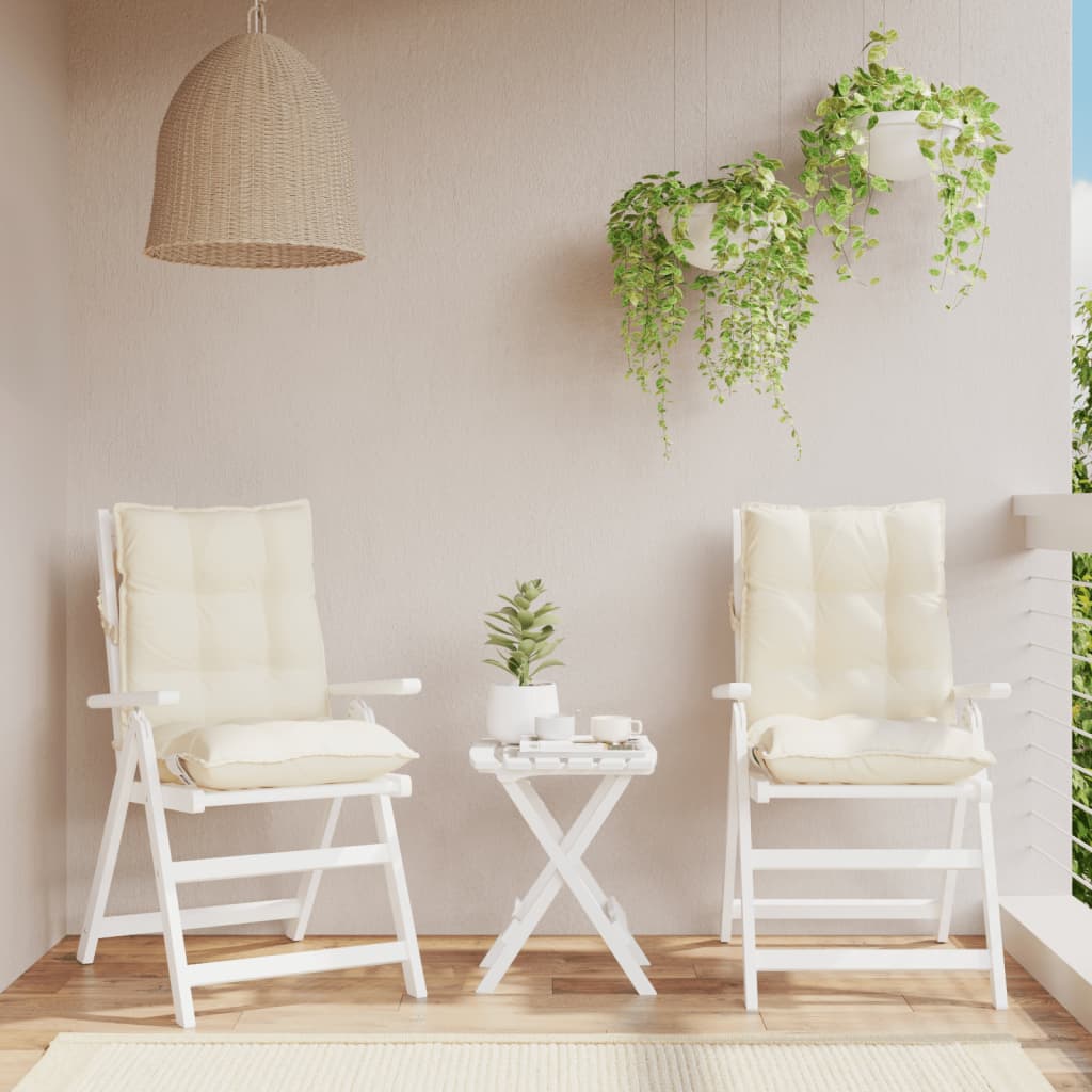 vidaXL Podložky na stoličky nízke operadlo 2ks krémové oxfordská látka