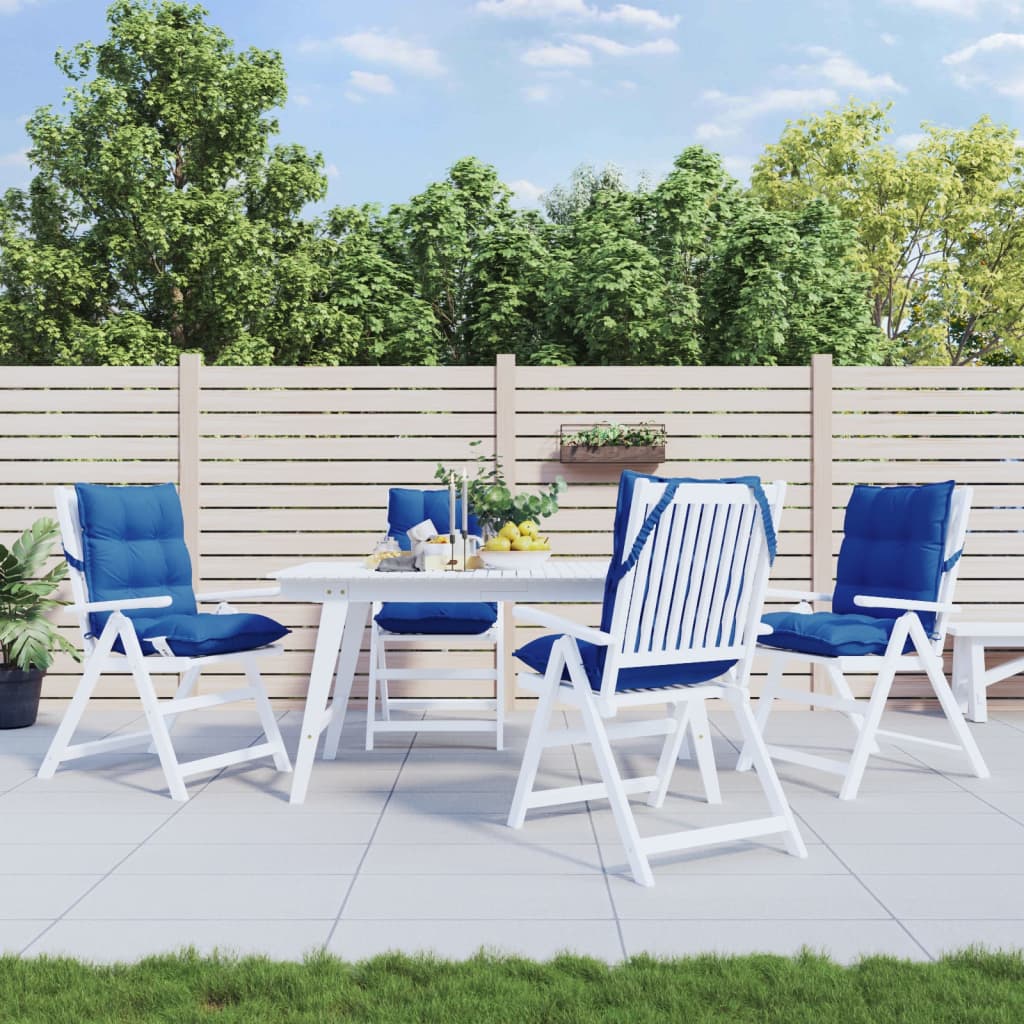 vidaXL Podložky na stoličky nízke operadlo 4 ks tmavomodré látka