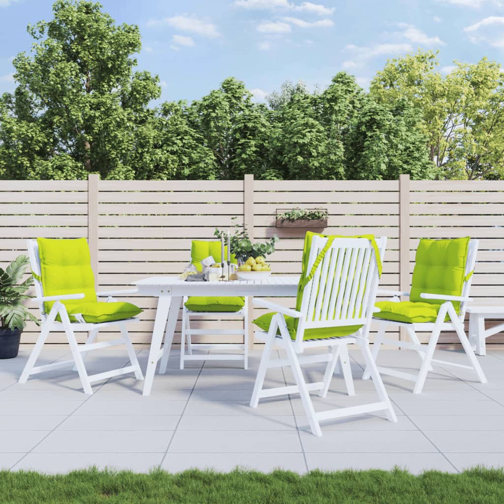 vidaXL Podložky na stoličky nízke operadlo 4 ks bledozelené látka