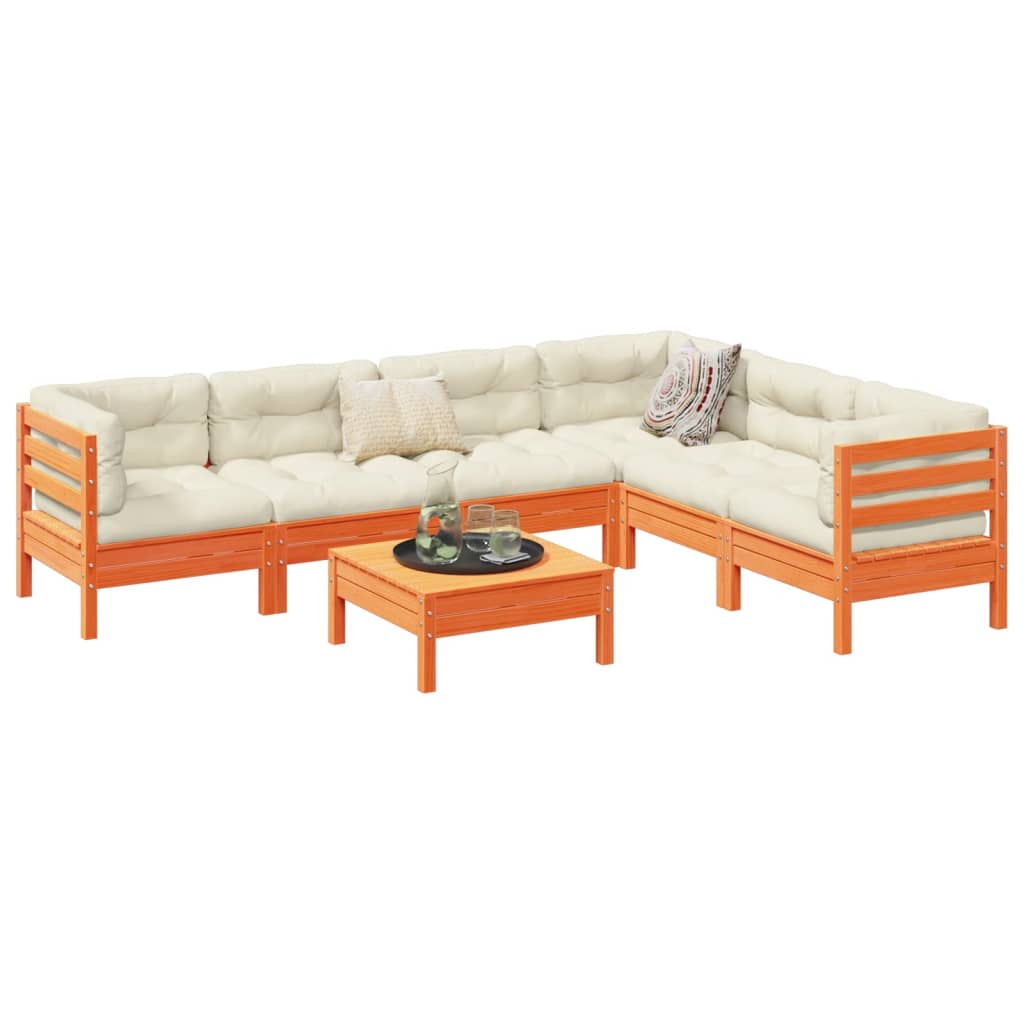 vidaXL 7-dielna záhr.súprava pohoviek s vankúšmi voskovohnedá borovica