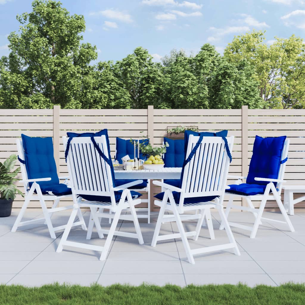 vidaXL Podušky na stoličky s vysokým operadlom 6 ks kráľ. modré látka