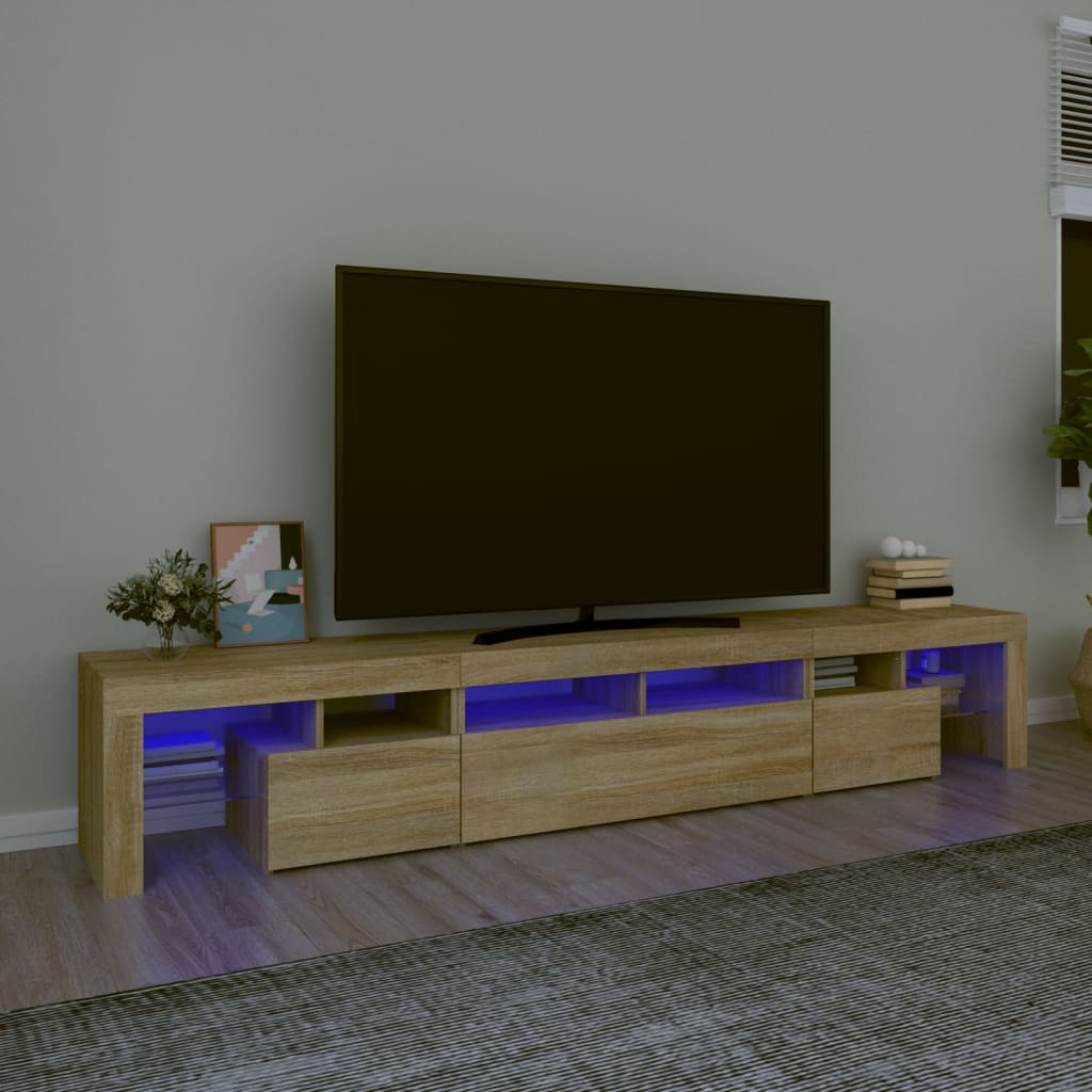 vidaXL TV skrinka s LED svetlami dub sonoma 230 x 36,5 x 40 cm