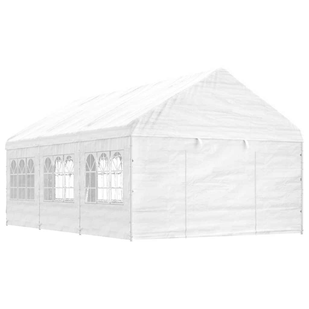 vidaXL Altánok so strechou, biely 6,69x4,08x3,22 m, polyetylén