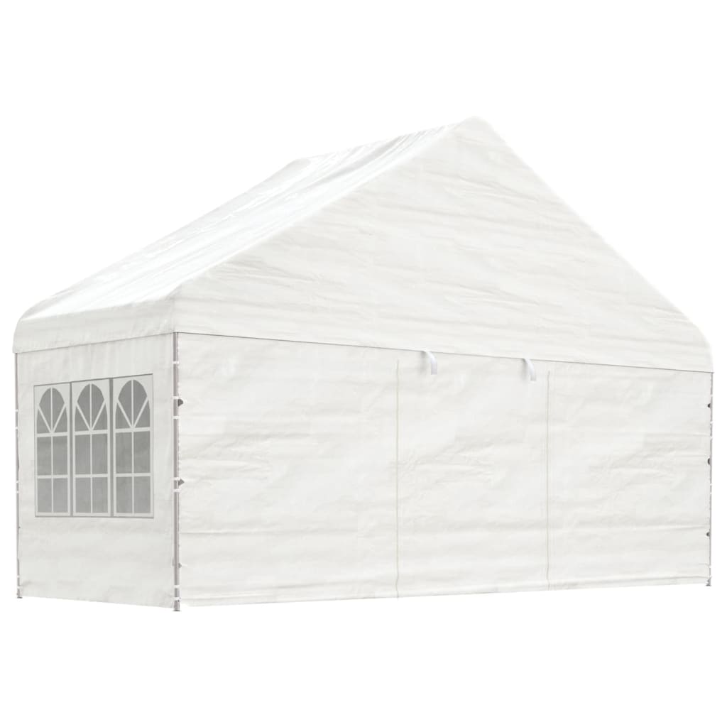 vidaXL Altánok so strechou, biely 5,88x2,23x3,75 m, polyetylén