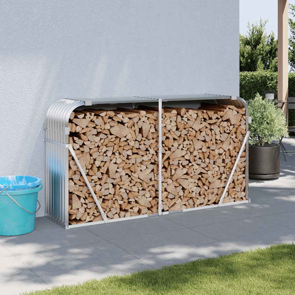 vidaXL Držiak na polená strieborný 180x45x100 cm pozinkovaná oceľ