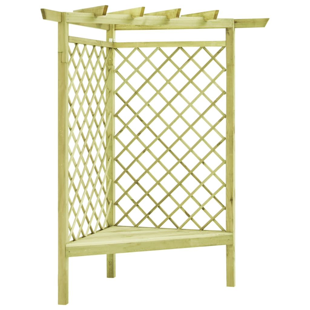 vidaXL Rohová pergola s lavičkou 130x130x197 cm, impregnovaná borovica