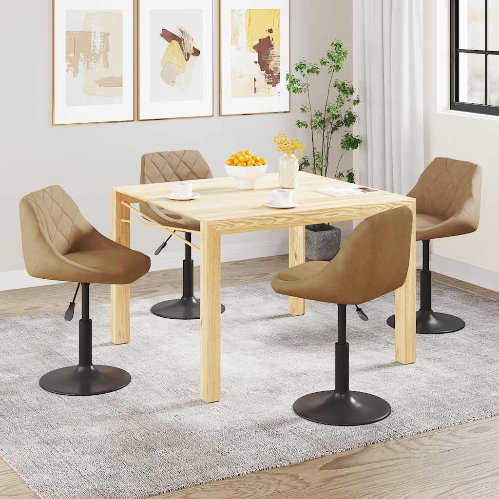 vidaXL Otočné jedálenské stoličky 4 ks hnedé zamatové