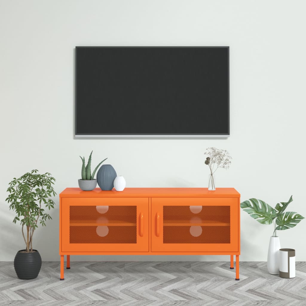 vidaXL TV skrinka oranžová 105x35x50 cm oceľ