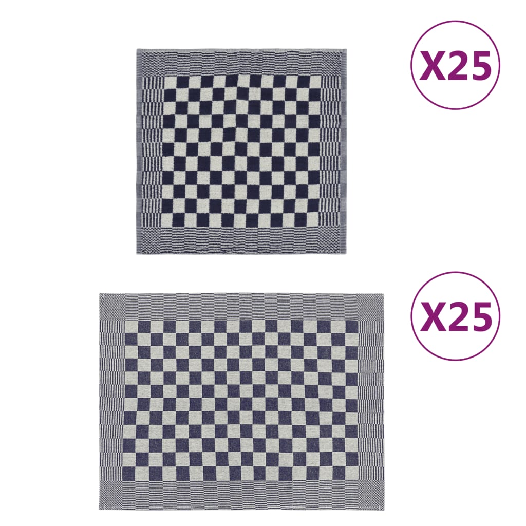 vidaXL 50-dielna súprava uterákov modro-biela bavlna