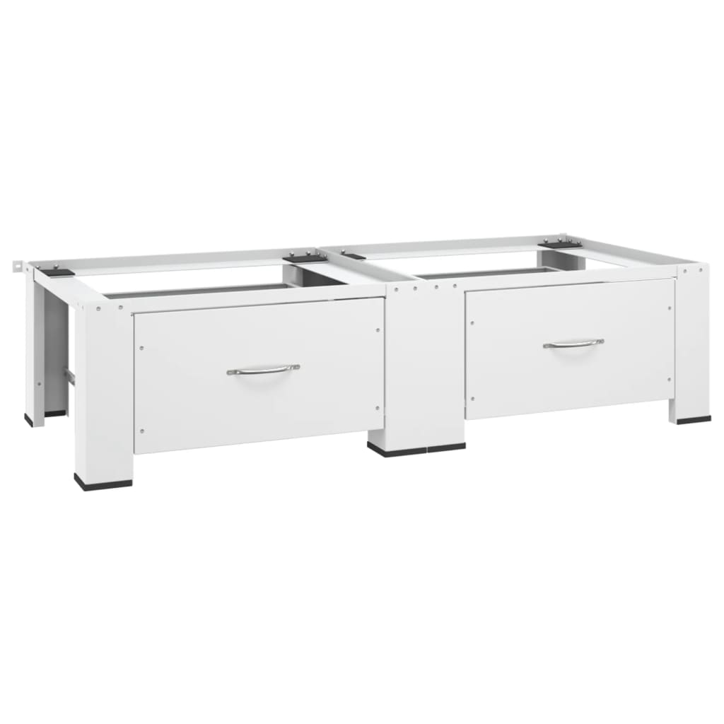 vidaXL Dvojitý podstavec pod práčku a sušičku so zásuvkami, biely