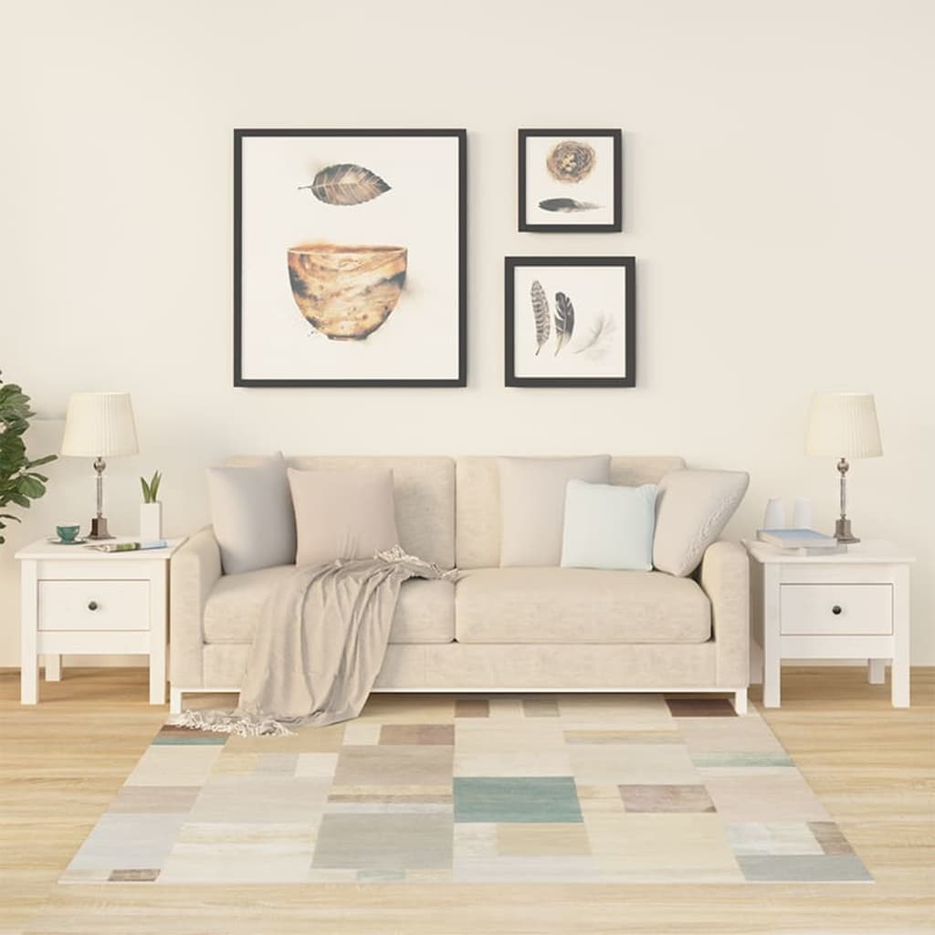 vidaXL Bočné stolíky 2 ks biele 40x40x39 cm borovicový masív