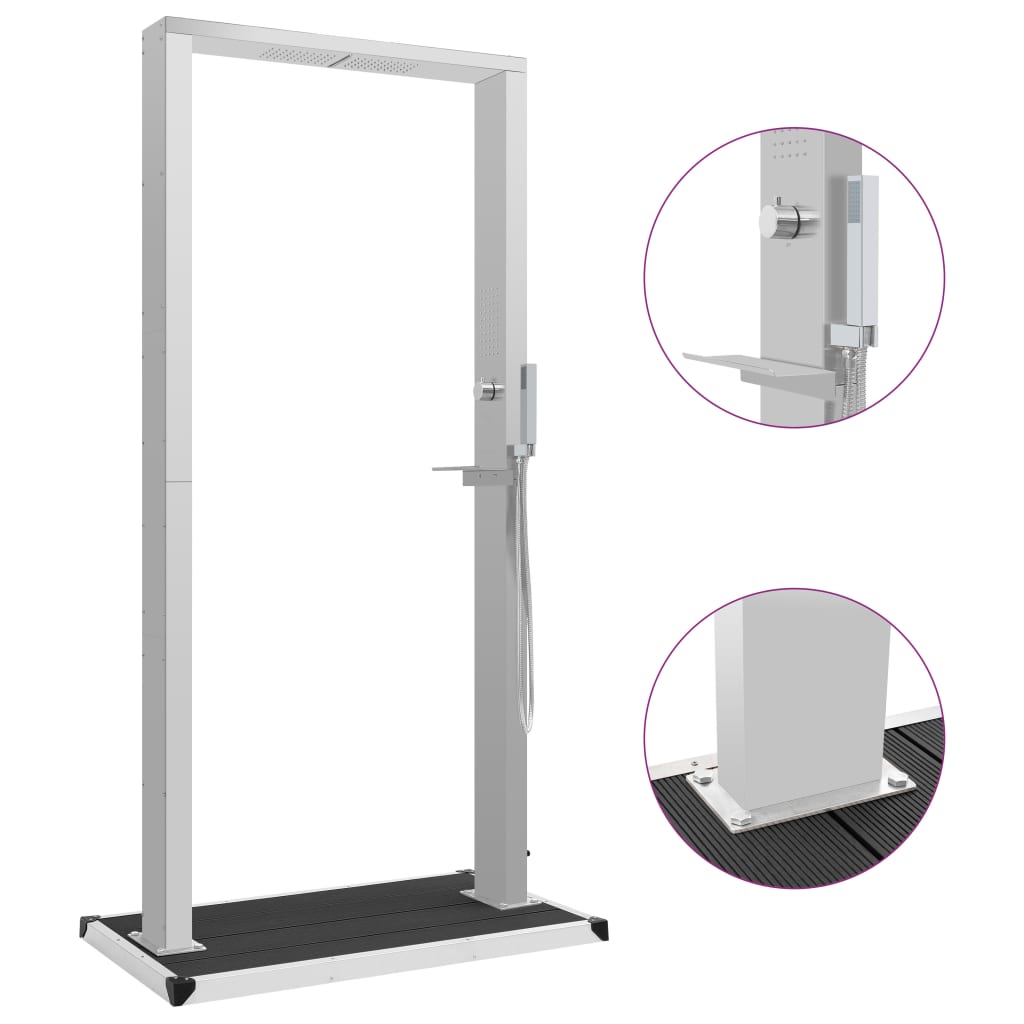 vidaXL Vonkajšia sprcha s vaničkou WPC a nehrdzavejúca oceľ