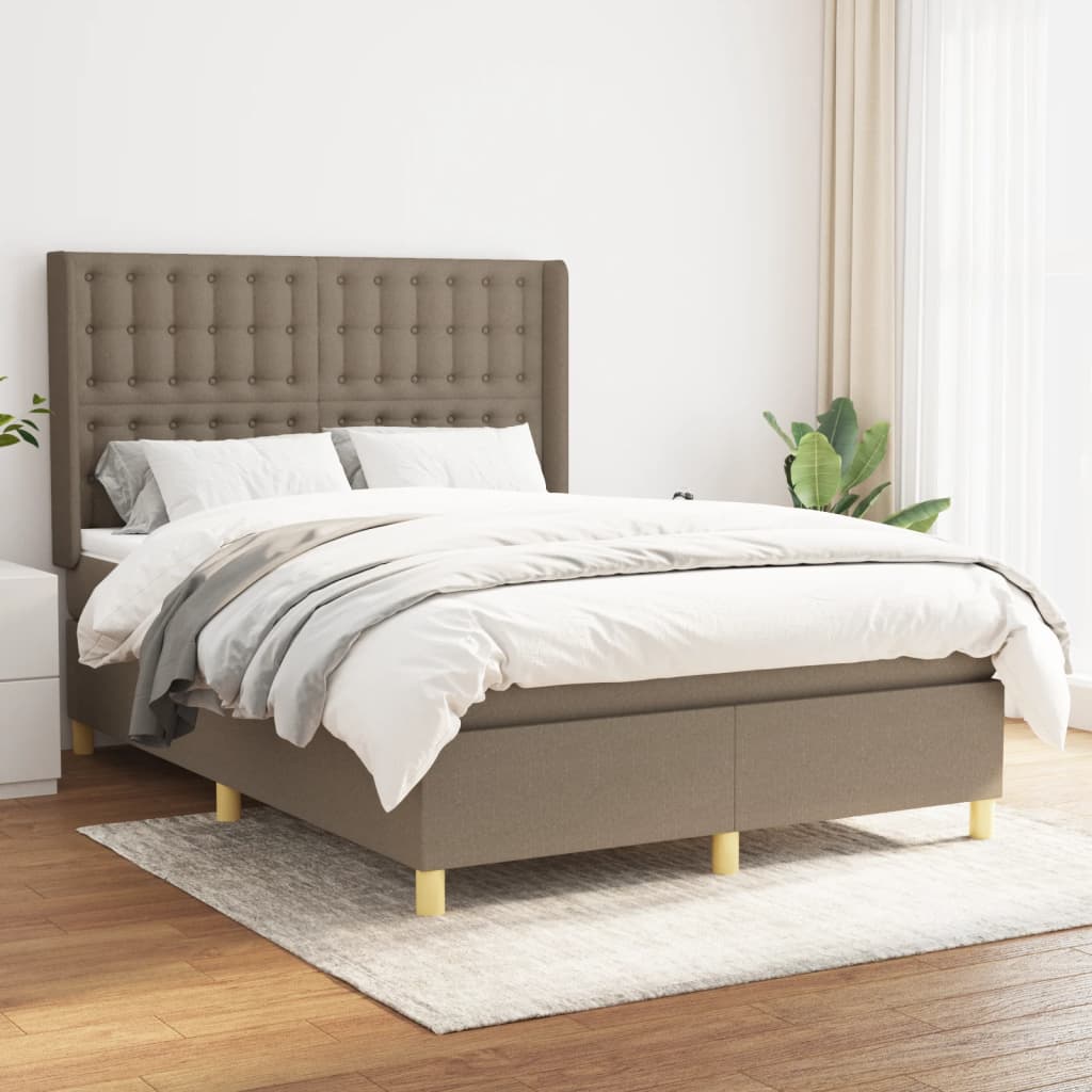 vidaXL Posteľný rám boxspring s matracom sivohned 140x200 cm látka