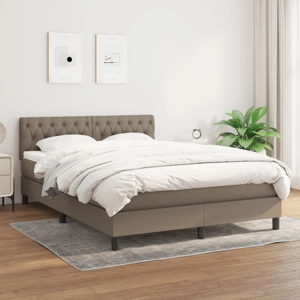 vidaXL Posteľný rám boxspring s matracom sivohned 140x200 cm látka