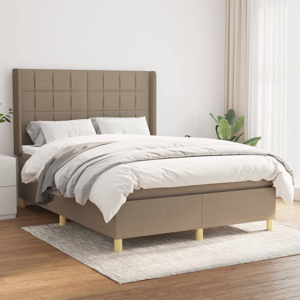 vidaXL Posteľný rám boxspring s matracom sivohned 140x200 cm látka
