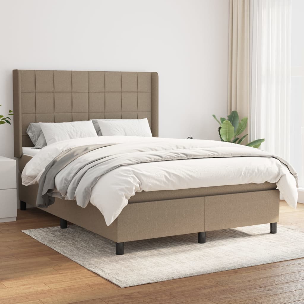 vidaXL Posteľný rám boxspring s matracom sivohned 140x200 cm látka
