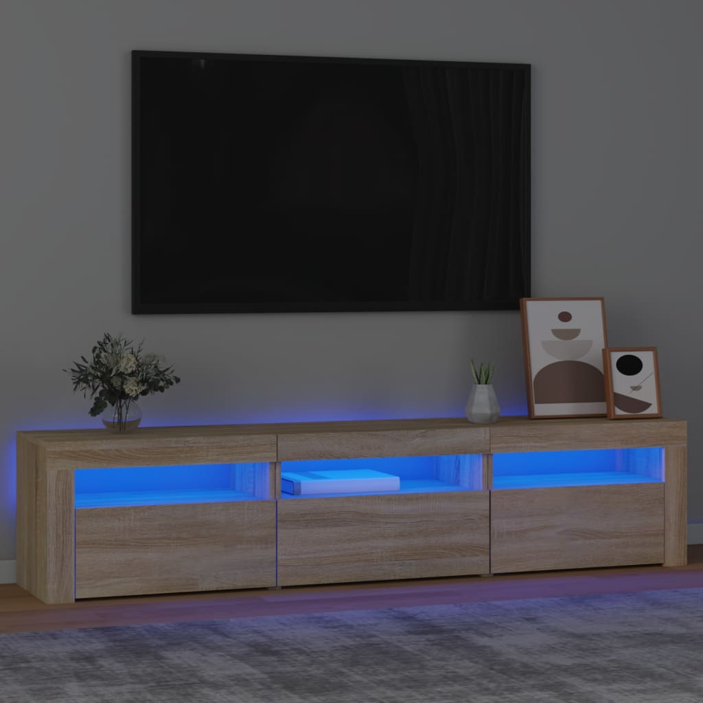 E-shop vidaXL TV skrinka s LED svetlami dub sonoma 180x35x40 cm