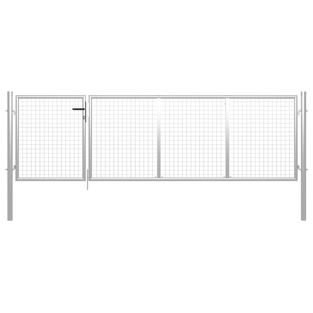 E-shop vidaXL Záhradná brána, oceľ 350x100 cm, strieborná