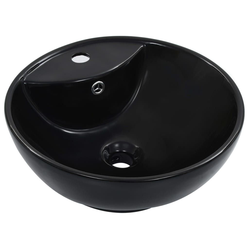 E-shop vidaXL Umývadlo s prepadom 46,5x18 cm keramické čierne